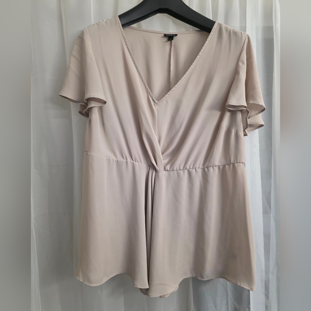 Torrid Tan Wrap Short Sleeve Blouse